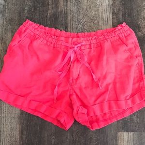 Coral linen shorts